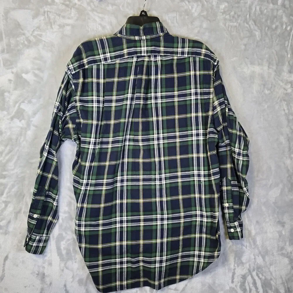Ralph Lauren Blue Green Plaid Blake Button Shirt L Cotton Pony Preppy Boyfriend